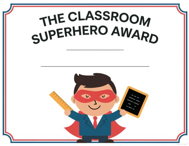 Classroom Superhero Award for Teachers