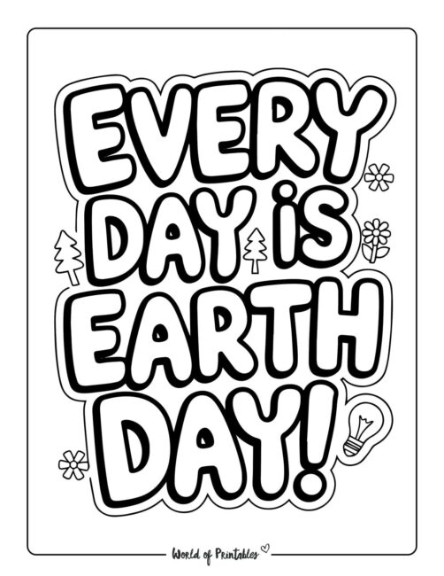 Every Day is Earth Day Environmental Coloring Sheets