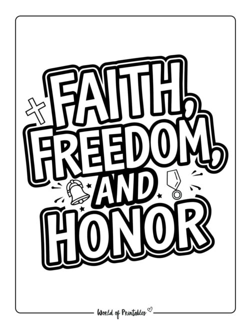 Faith, Freedom and Honor Memorial Day coloring pages