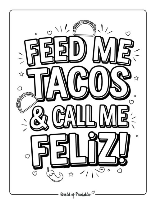 Feed Me Tacos Cinco de Mayo coloring pages