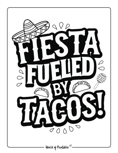 Fiesta Fueled By Tacos Cinco de Mayo coloring pages