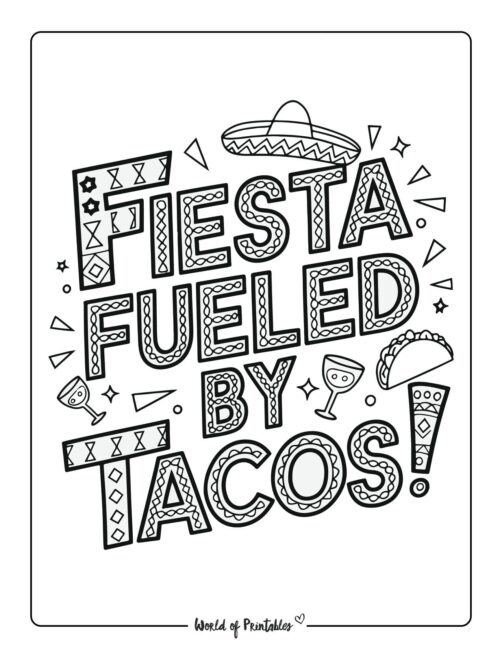 Fiesta Fueled By Tacos Coloring Pages