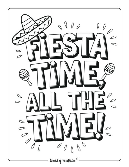 Fiesta Time Cinco de Mayo coloring sheets