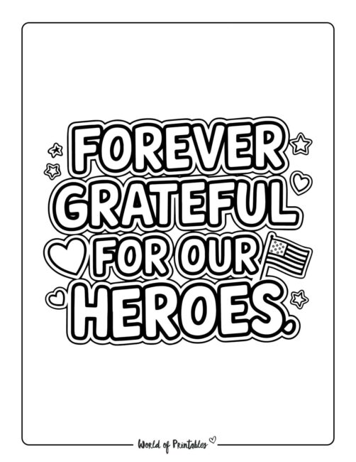 Forever Grateful For Our Heroes Memorial Day coloring pages