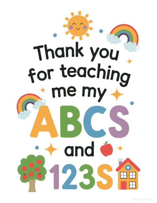 Free teacher thank you card to print at home