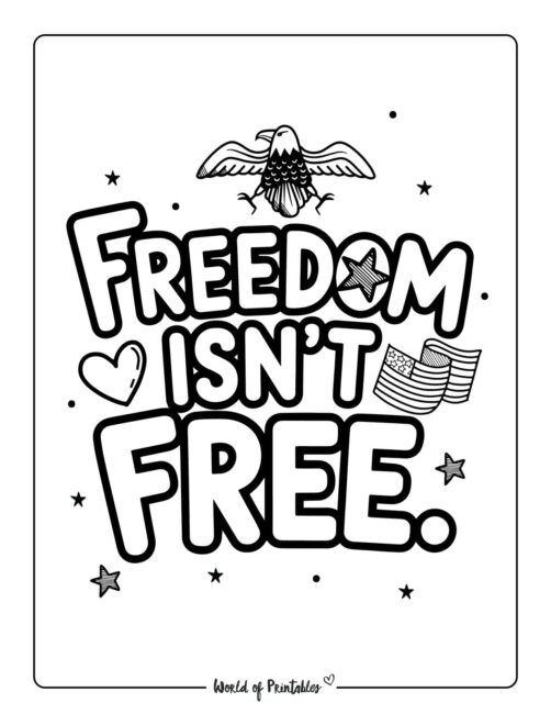 Freedom isnt Free Memorial Day coloring sheets