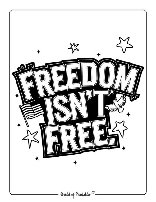 Freedom isn&rsquo;t free Memorial Day coloring pages