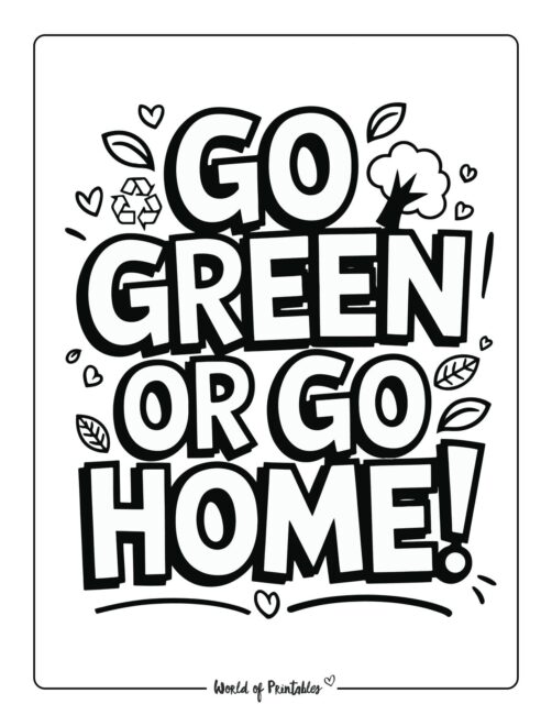 Go Green or Go Home ​Sustainable Earth Coloring Sheets