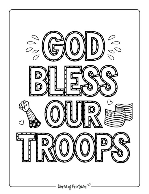 God Bless Our Troops Memorial Day coloring pages