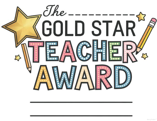 Gold Star Teacher Certificate Printable
