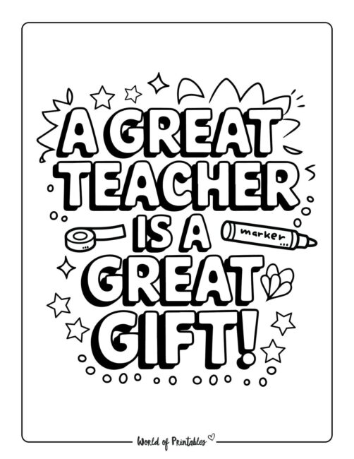 Great Teacher Appreciation Coloring Pages