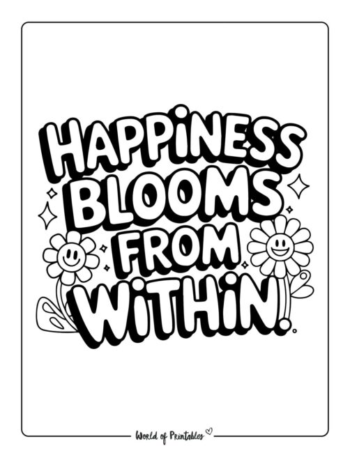 Happiness Blooms from Within Springtime Coloring Pages