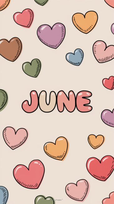 Heart Cute June phone background