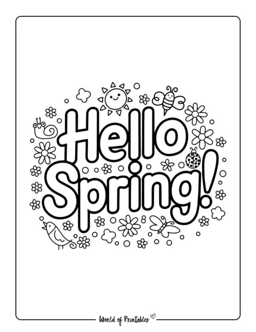Hello Spring Spring Coloring Pages