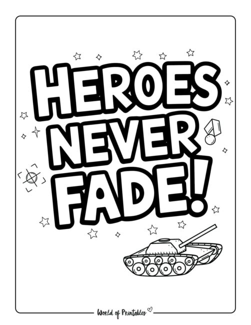 Heroes Never Fade Memorial Day coloring pictures
