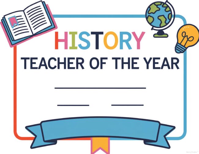 History Teacher Award Certificate