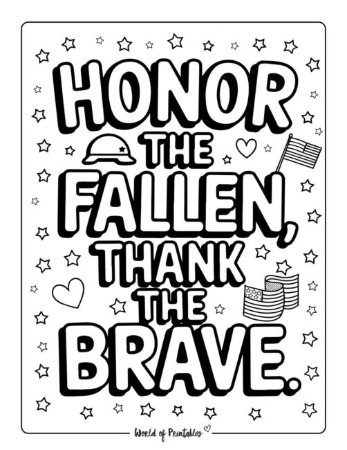 Honor The Fallen Memorial Day coloring pages