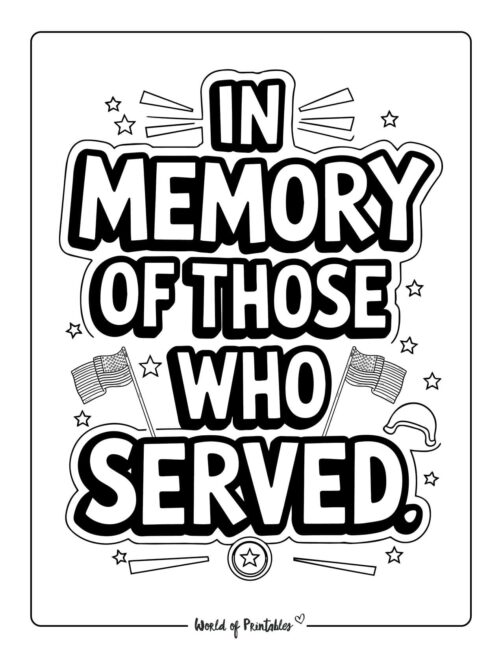 In Memory Memorial Day coloring pictures