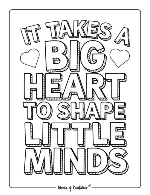 It Takes a Big Heart Teacher Appreciation Coloring Pages