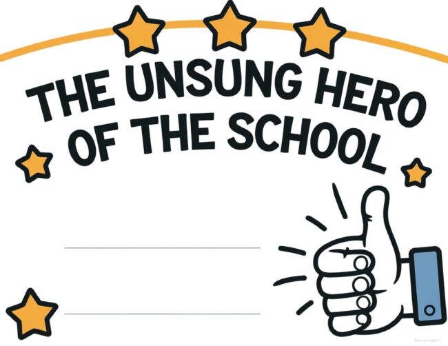 Janitor and School Support Staff Award Certificate Printable