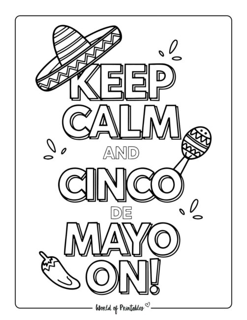 Keep Calm Cinco de Mayo coloring pages