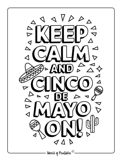 Keep Calm and Cinco De Mayo Coloring