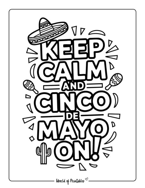 Keep Calm and Cinco De Mayo On Coloring Pages