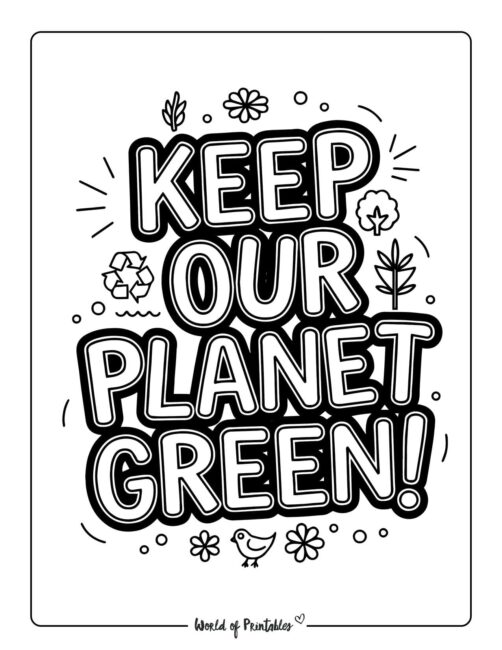 Keep Our Planet Green ​Sustainable Earth Coloring Sheets