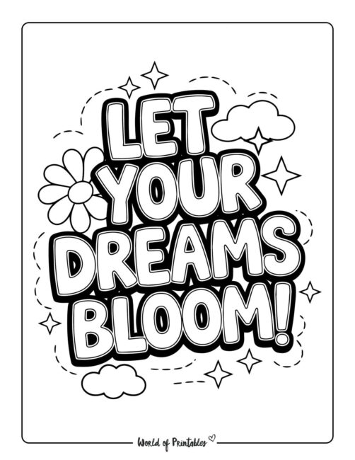 Let Your Dreams Bloom Spring Coloring Pages
