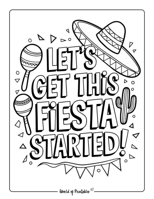 Let&rsquo;s Get This Fiesta Started Cinco de Mayo coloring pages