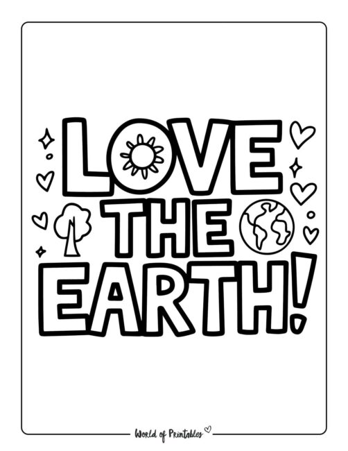 Love The Earth Earth Day Coloring Page