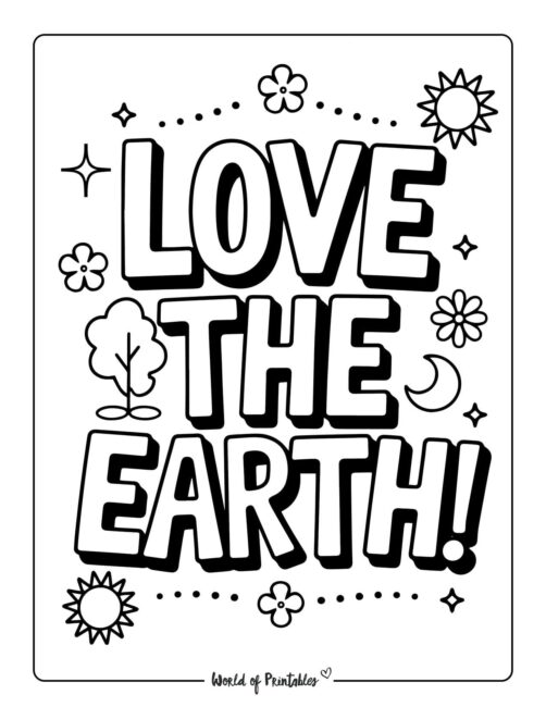 Love The Earth Environmental Coloring Sheets