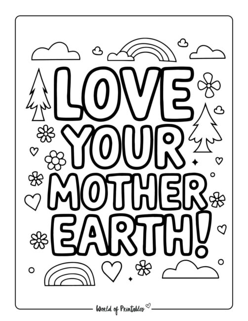 Love Your Mother Earth Eco-Friendly Coloring Pages