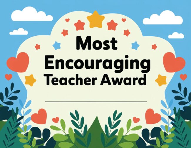 Most Encouraging Teacher Printable Teacher Awards