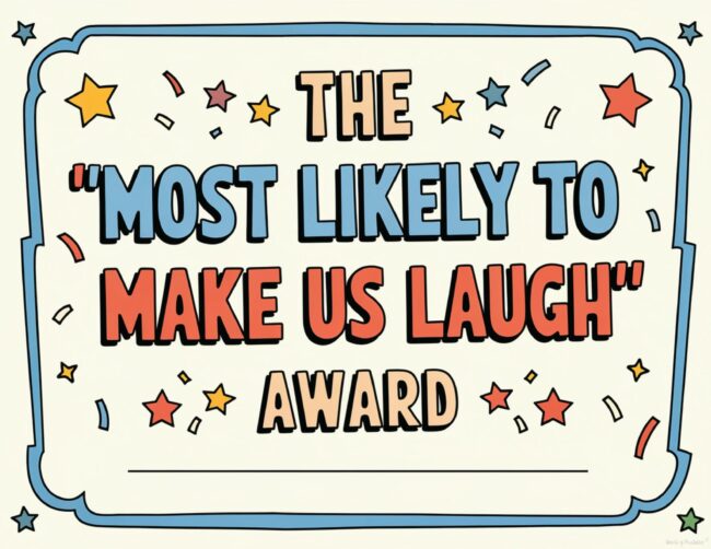 Most Likely to Make us Laugh Teacher Appreciation Certificate