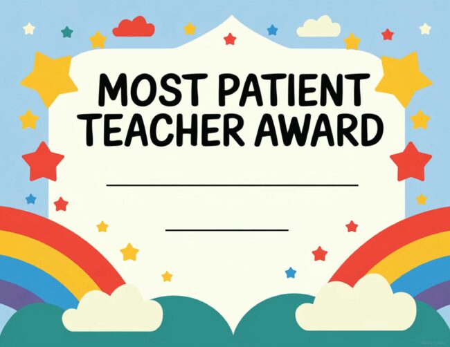 Most Patient Teacher Award Template