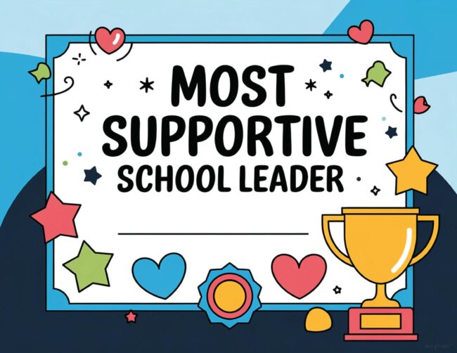 Most Supportive School Leader Teacher Appreciation Certificate