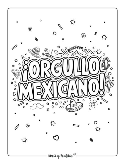 Orgullo Mexicano Cinco de Mayo coloring sheets