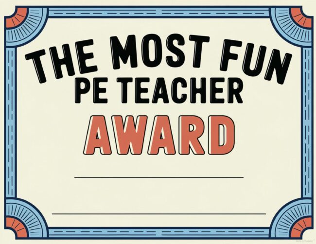 PE Teacher Award Certificate