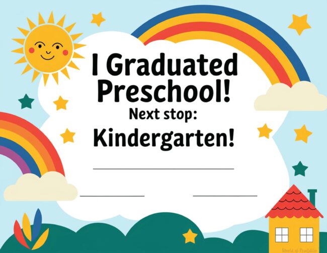 Pre-K completion certificate