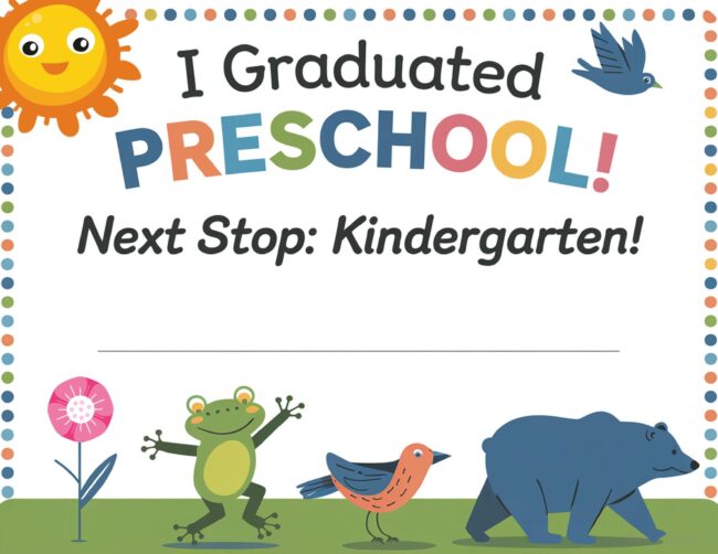 Preschool graduation certificate