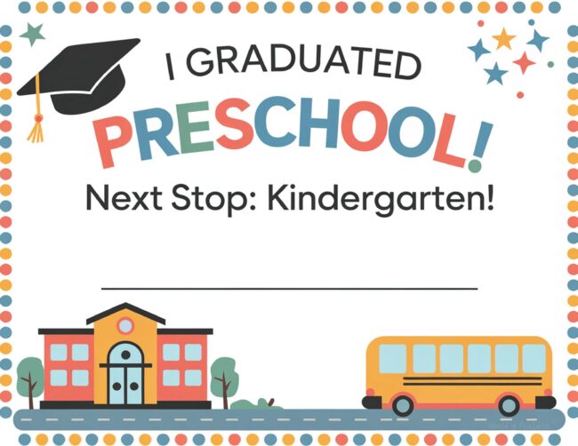 Preschool graduation certificate template