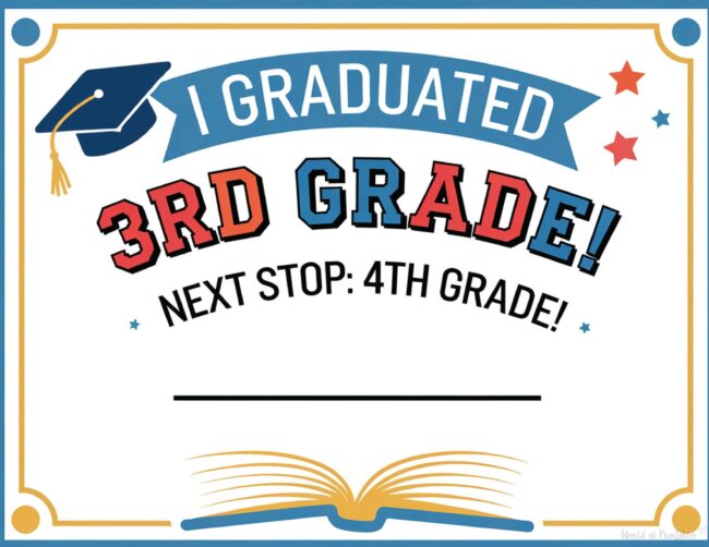 Printable 3rd grade diploma