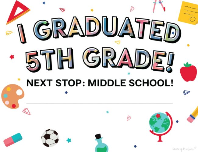 Printable 5th Grade Graduation Awards