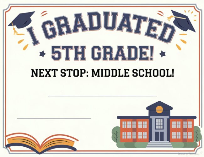 Printable 5th grade graduation certificate
