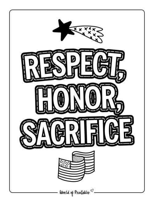 Respect, Honor, Sacrifice Memorial Day coloring pages