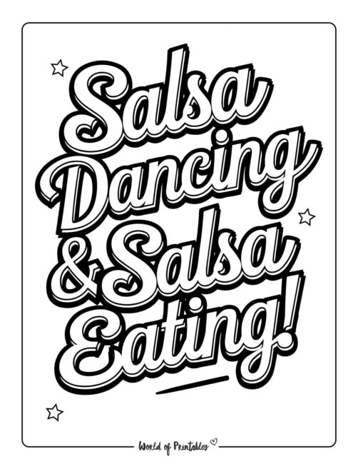 Salsa Dancing and Salsa Eating Cinco de Mayo coloring pages