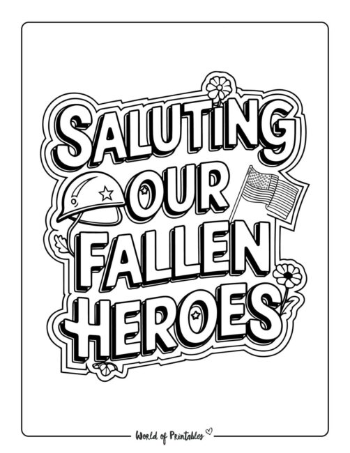 Saluting Our Fallen Heroes Memorial Day coloring pictures