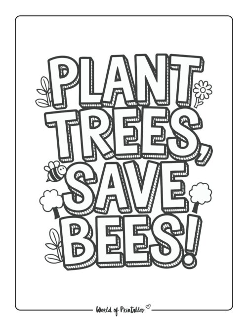 Save Bees Environmental Coloring Sheets