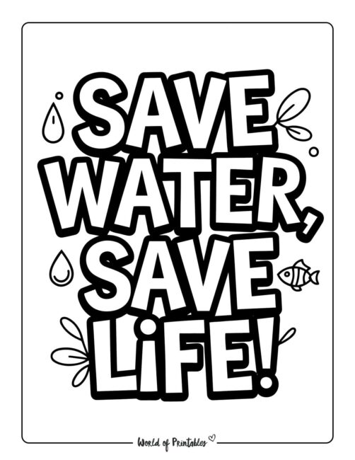 Save Water Environmental Coloring Sheets